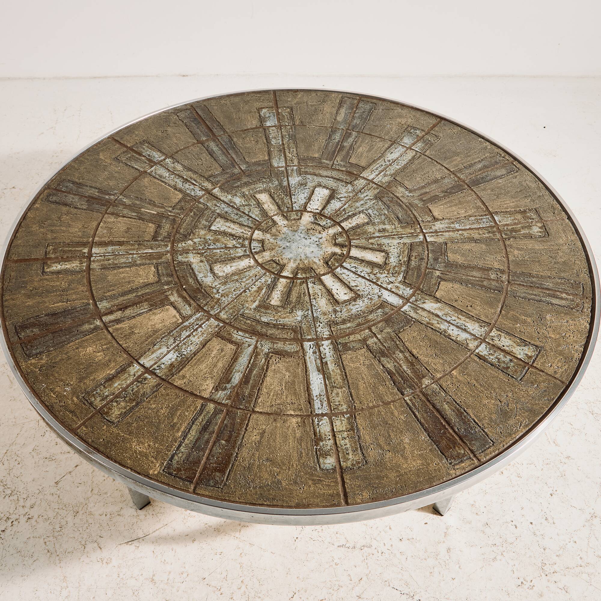 Table basse en acier avec plateau en pierre par Edel Hegedal pour L. Hjorth