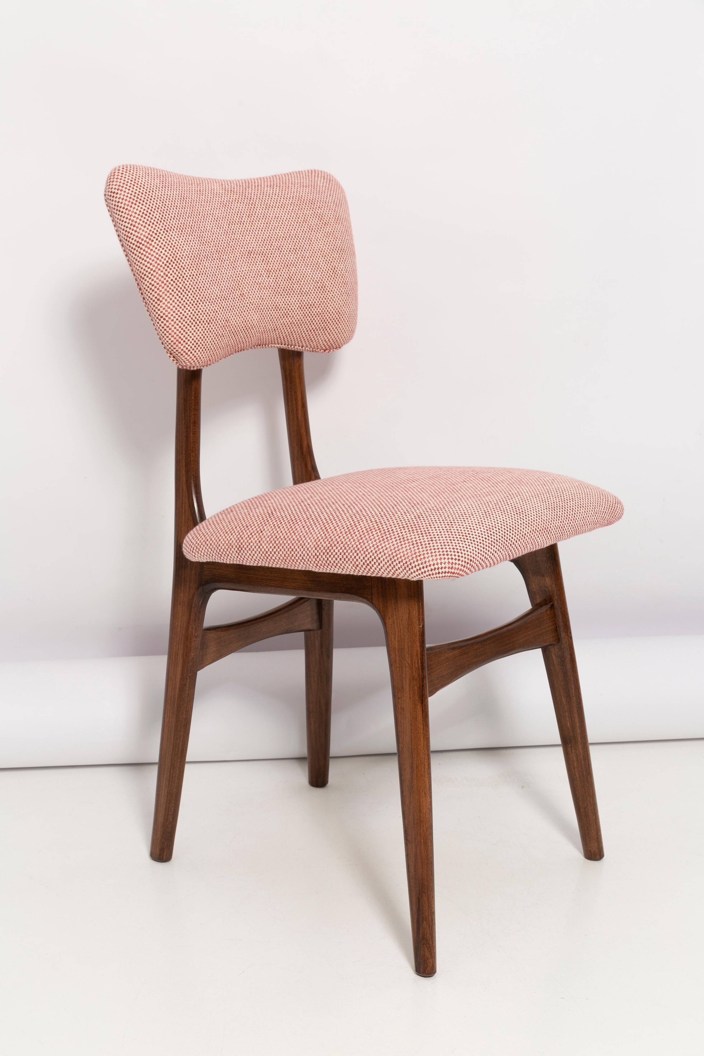 Mid-century butterfly dining chair, peony cotton, Poland, 1960s