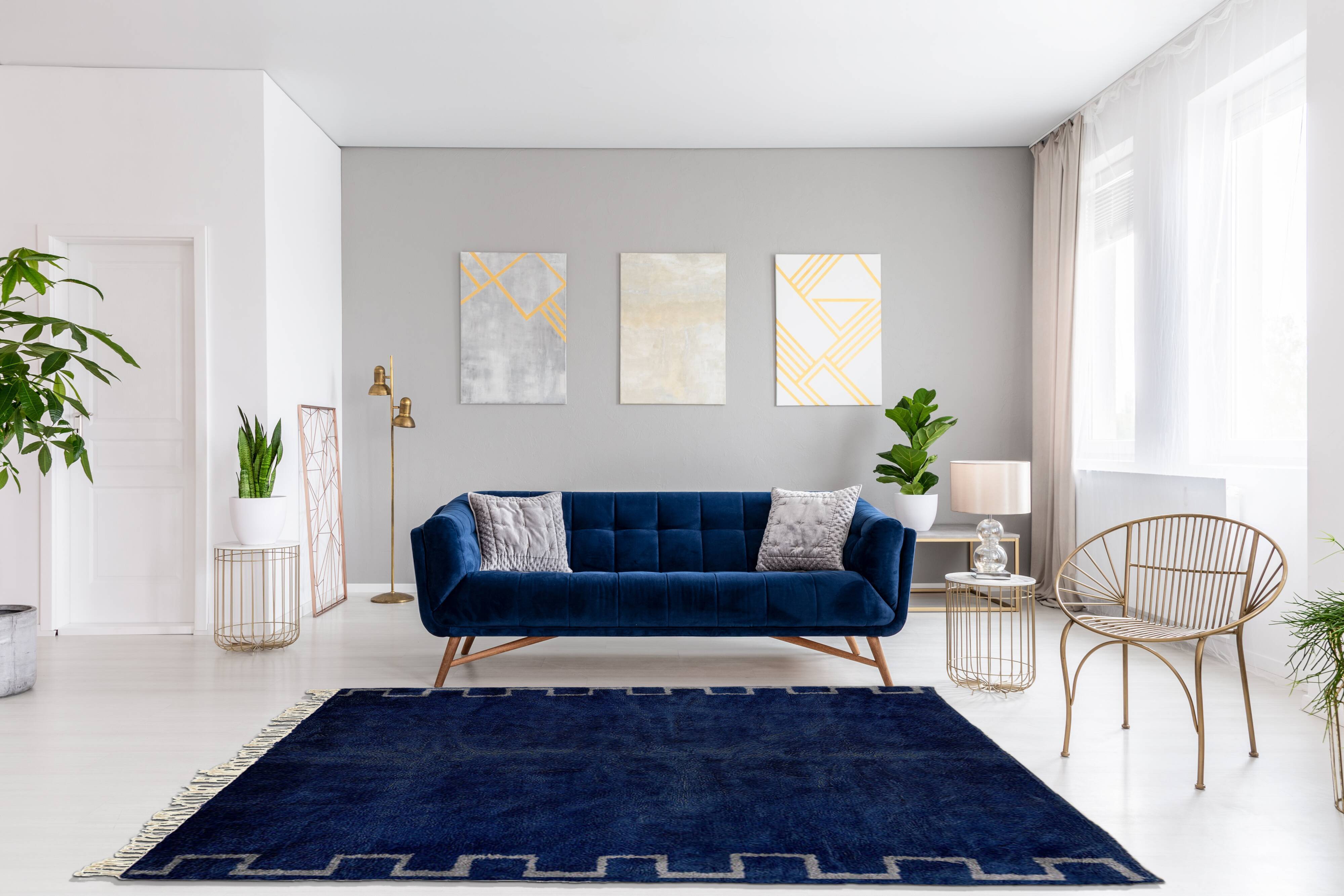Tapis marocain moderne bleu foncé 180x240cm