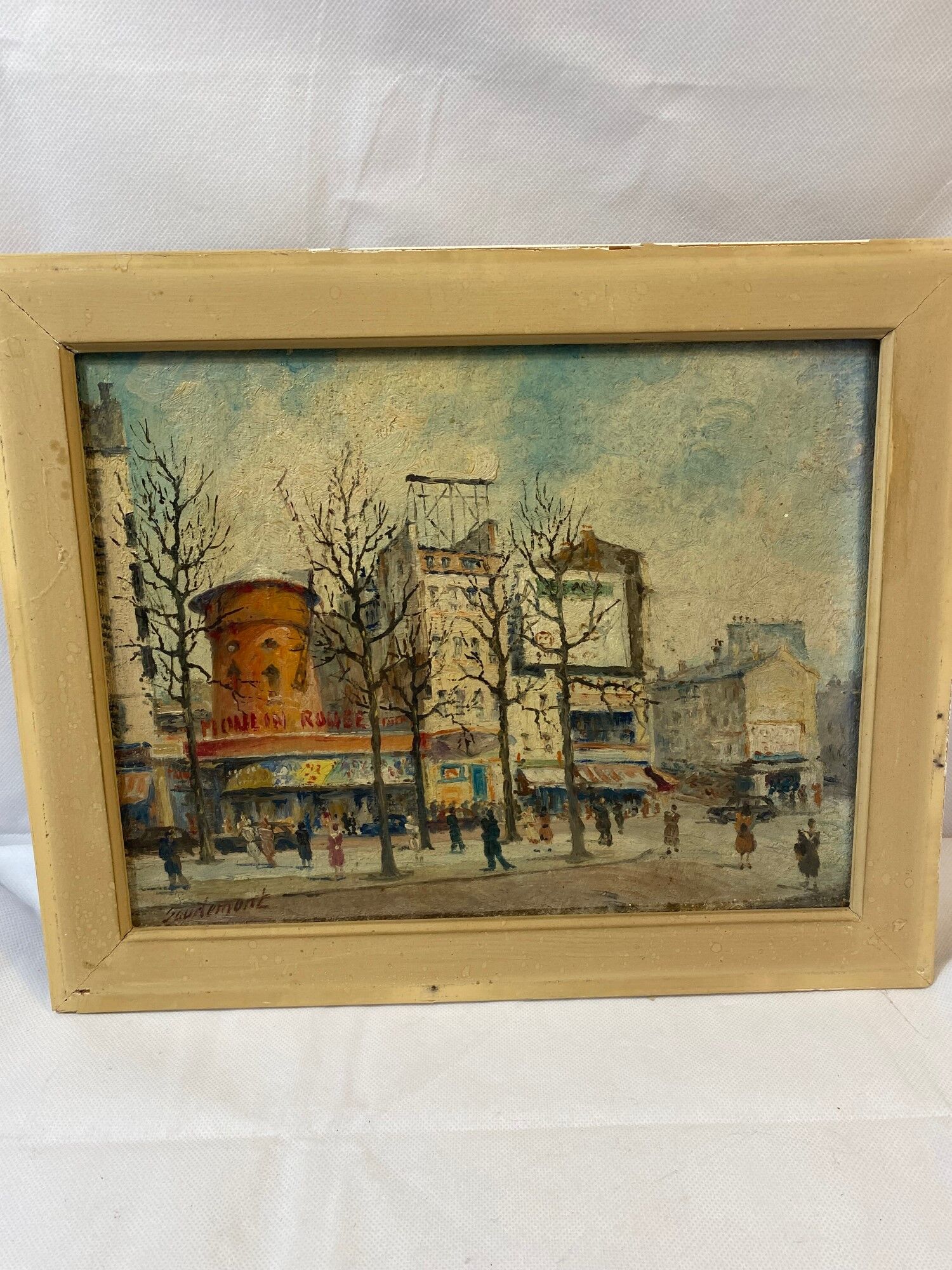 Oil, painting, Saudemont, Moulin Rouge, Paris