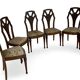 Ensemble de 6 chaises de salle à manger en noyer sculpté Art Déco, années 1920/1930