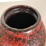 Set of Three Pottery Fat Lava Vases "Multi-Color" by Scheurich, Germany, 1970s