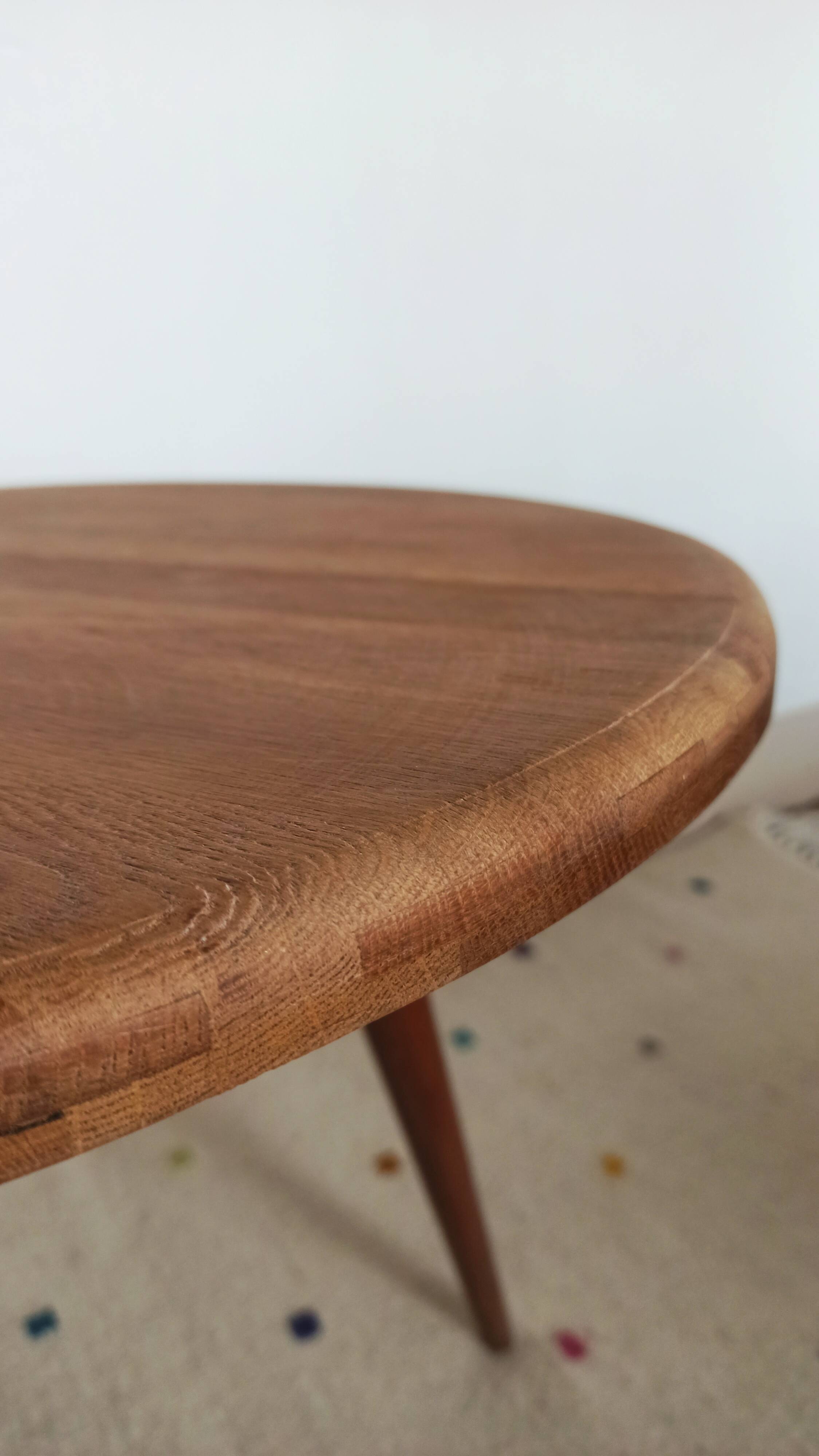Tripod solid oak coffee table