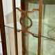 1950s English walnut display cabinet