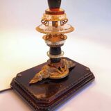 Glass and brass foot lamp