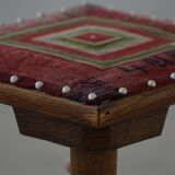 Almue Scandinavian Stool in Wood and Fabric, Late 19th Century