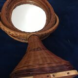 Braided wicker rattan mirror