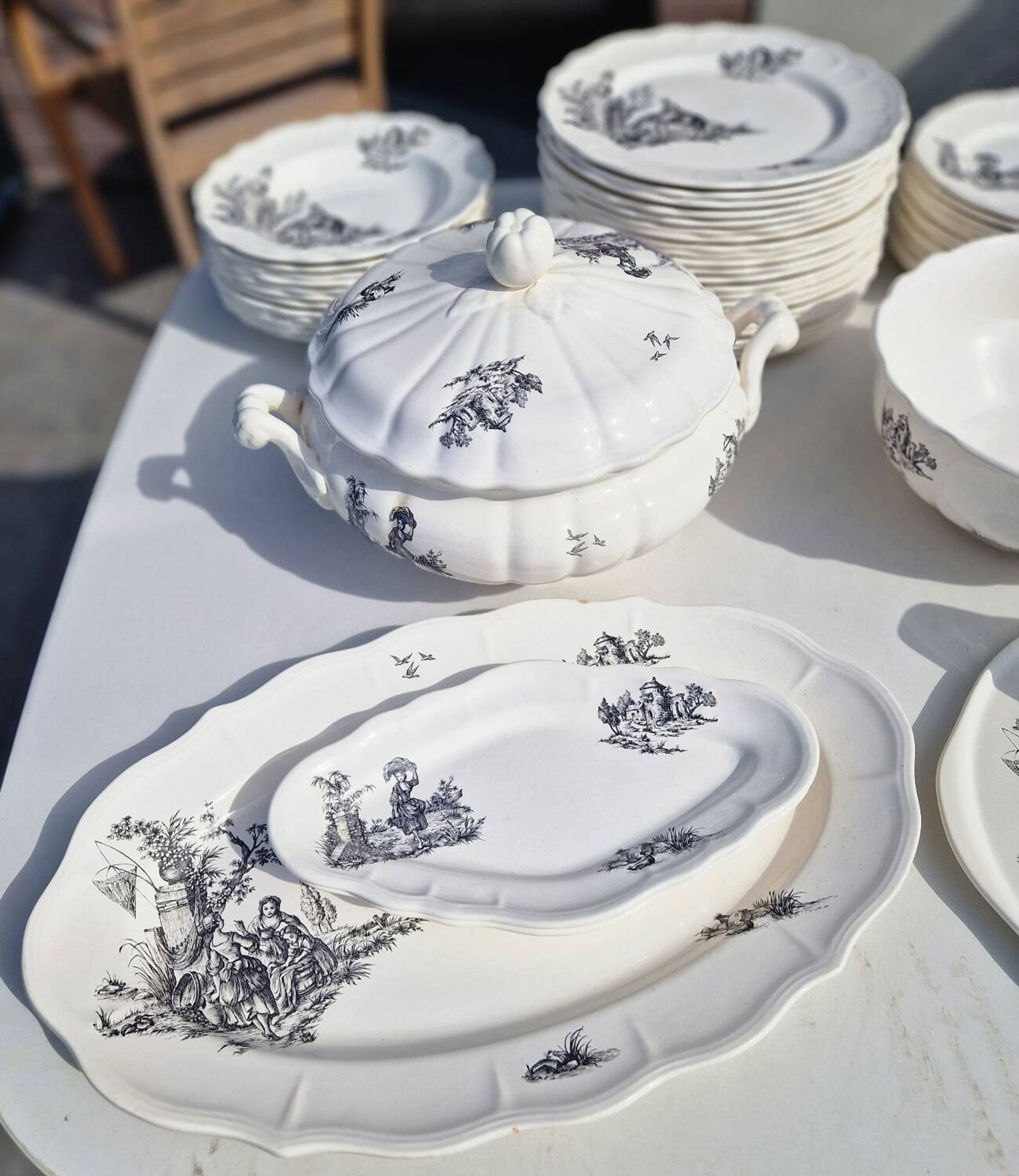Salins earthenware table service model Chantal, 55 pieces.