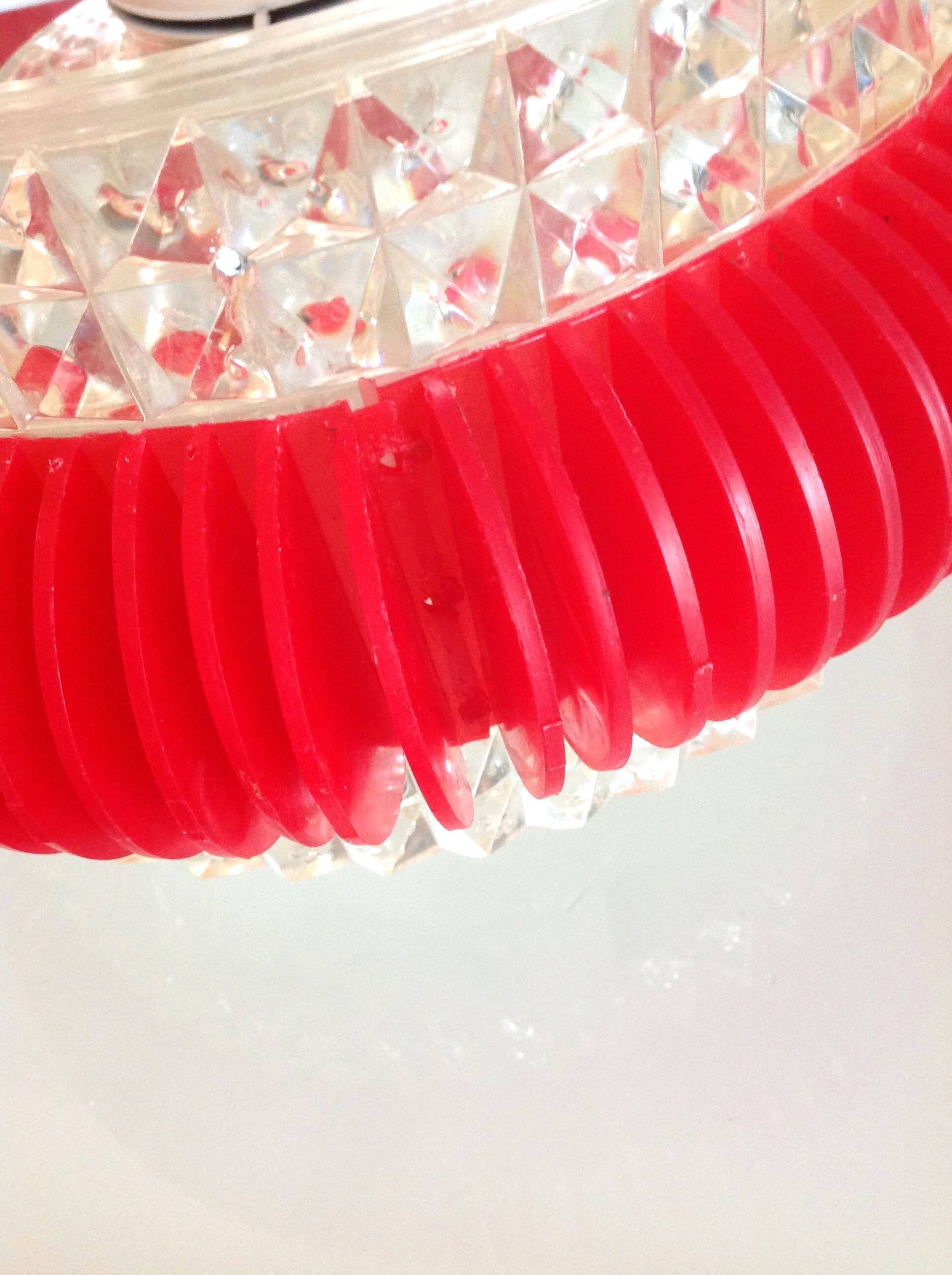 Suspension in glass and plexiglass with diamond points / vintage 60s-70s
