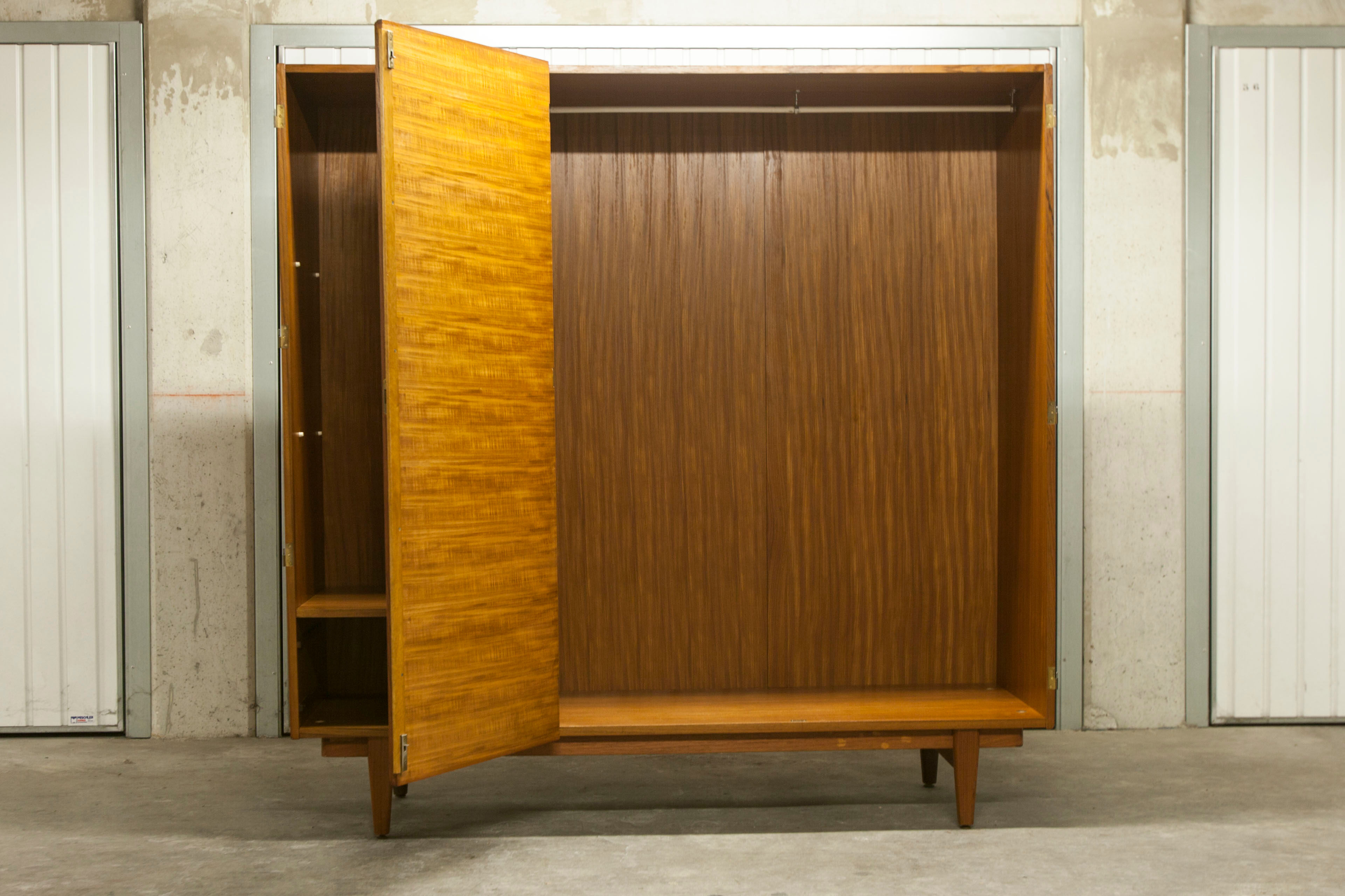 Danish Scandinavian wardrobe signed Sven Ellekaer 1960 3 doors 2 drawers with mounting plan