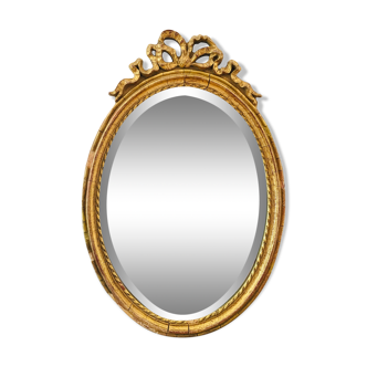 Golden oval mirror 51x36 cm