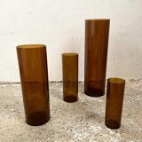 4 vases gigogne Jacques Bédat en plexiglas fumé