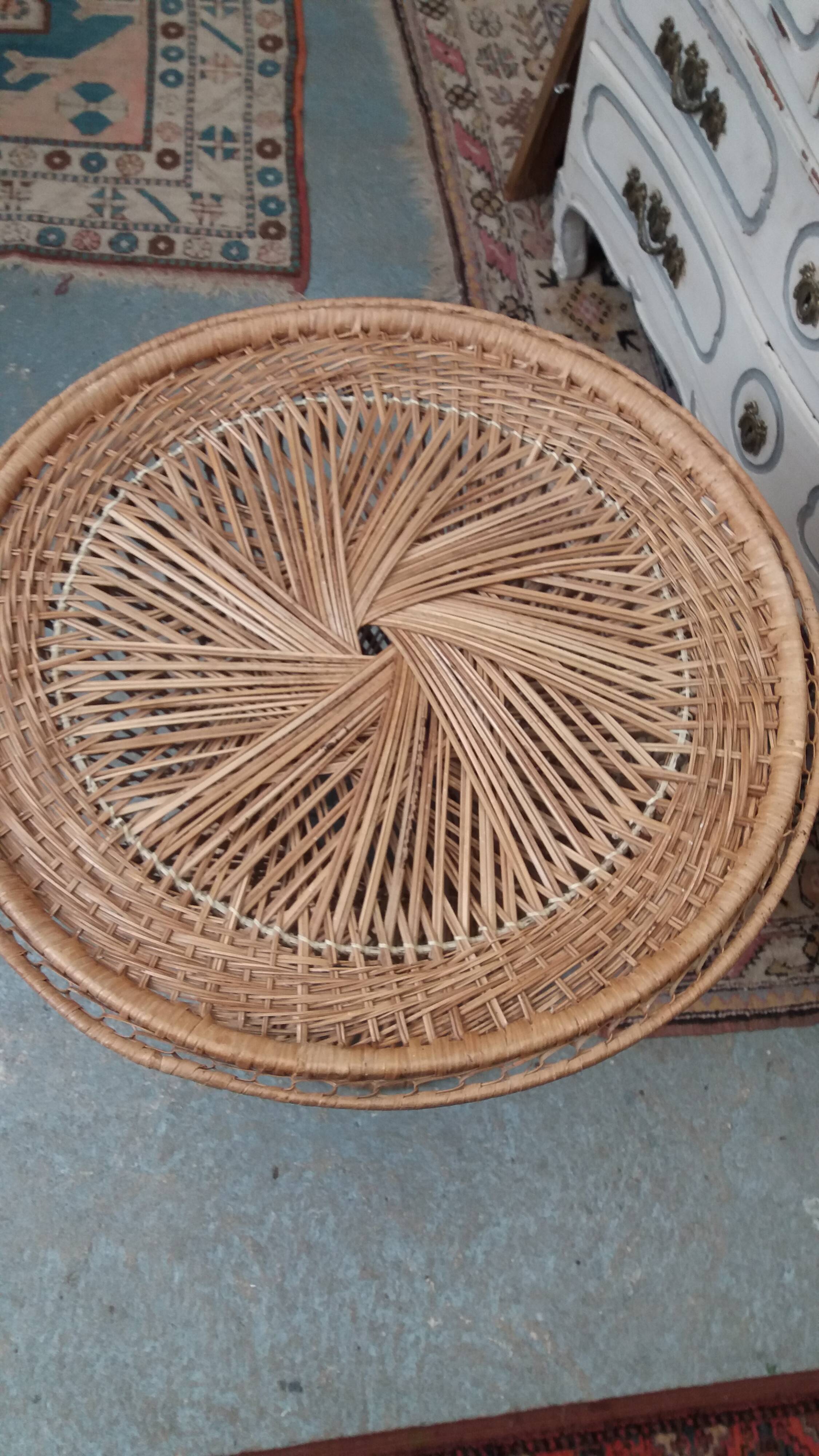 Rattan coffee table, glass top