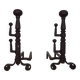 Large pair of wrought iron fireplace andirons. France, 19th century.