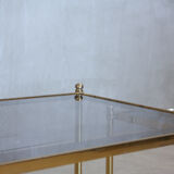 Portuguese pull out tables in brass and glass, 1970s