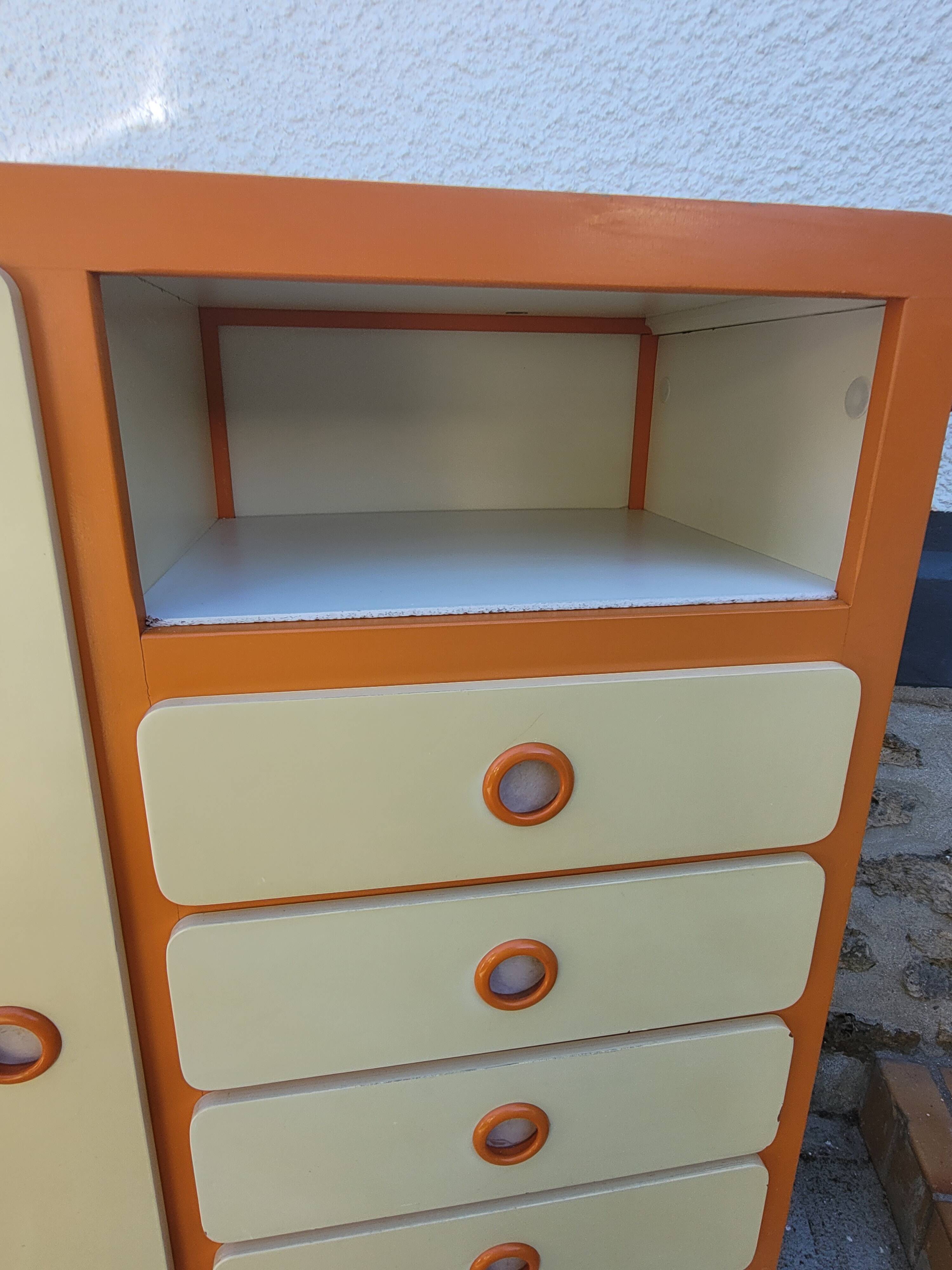 Vintage wardrobe and chest of drawers from the 1970s