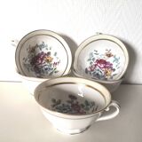 set of 5 Limoges tea/coffee cups, floral pattern