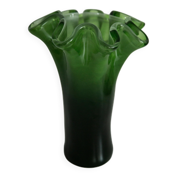 Vintage Murano vase in dark green glass, Italy, 2000s