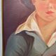 Portrait of the boy in the straw hat 70s/80s, signed