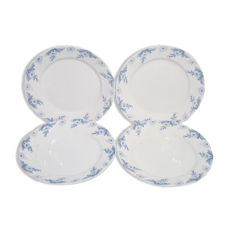 Set of 4 dessert plates in Luneville earthenware model Luc, iron earth