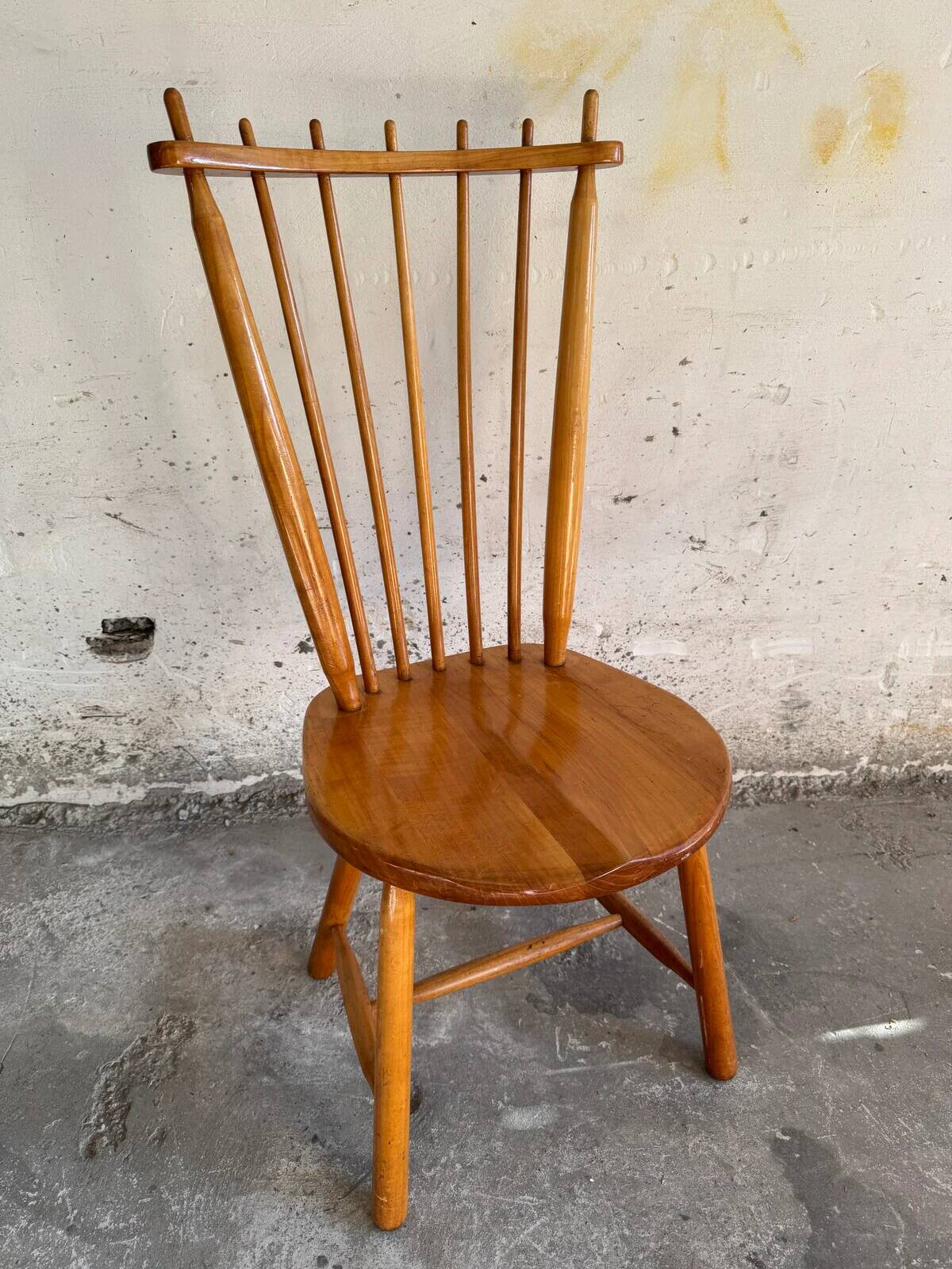 Set of 6 Honey Brown Solid Beech Wood Dining Chairs by De Ster Gelderland, 1960s