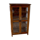 Armoire-vitrine en tek quatre compartiments intérieurs / douze panneaux vitrés