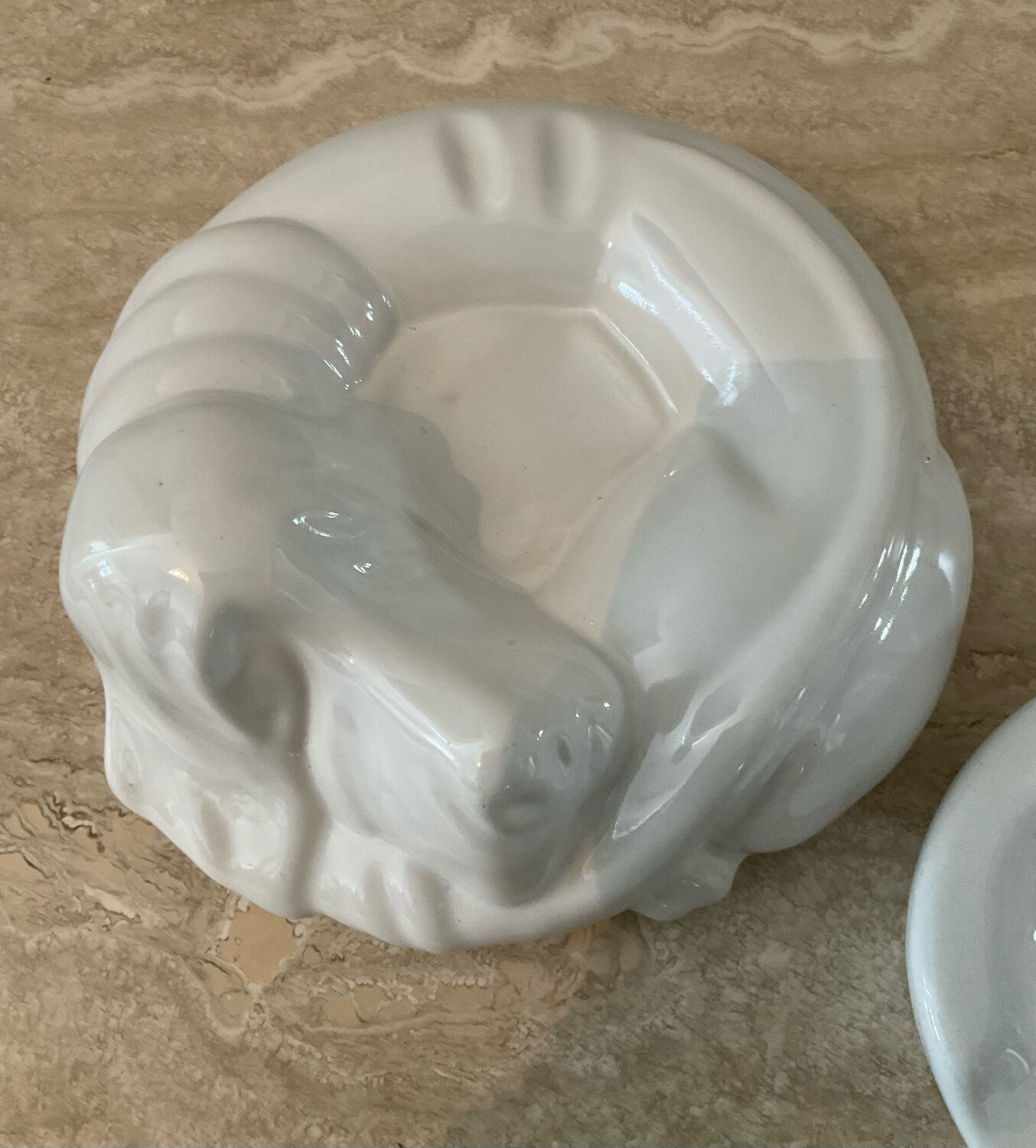 Vintage pocket vacuum duo in glazed ceramic