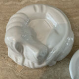 Vintage pocket vacuum duo in glazed ceramic