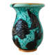 Vintage ceramic vase from Vallauris, 1950s-60s, turquoise and black.