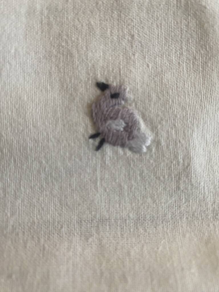 Set of 9 hand-embroidered aperitif napkins - 25x25cm - cotton