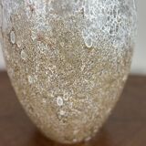 Vintage 80'S white and gold enameled blown glass vase Ht 45 cm