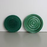 Set of 4 coasters in glass in green earthenware