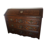 Chest of drawers / Scriban secretary in carved oak (XVIIIth) - Decor Louis XVI
