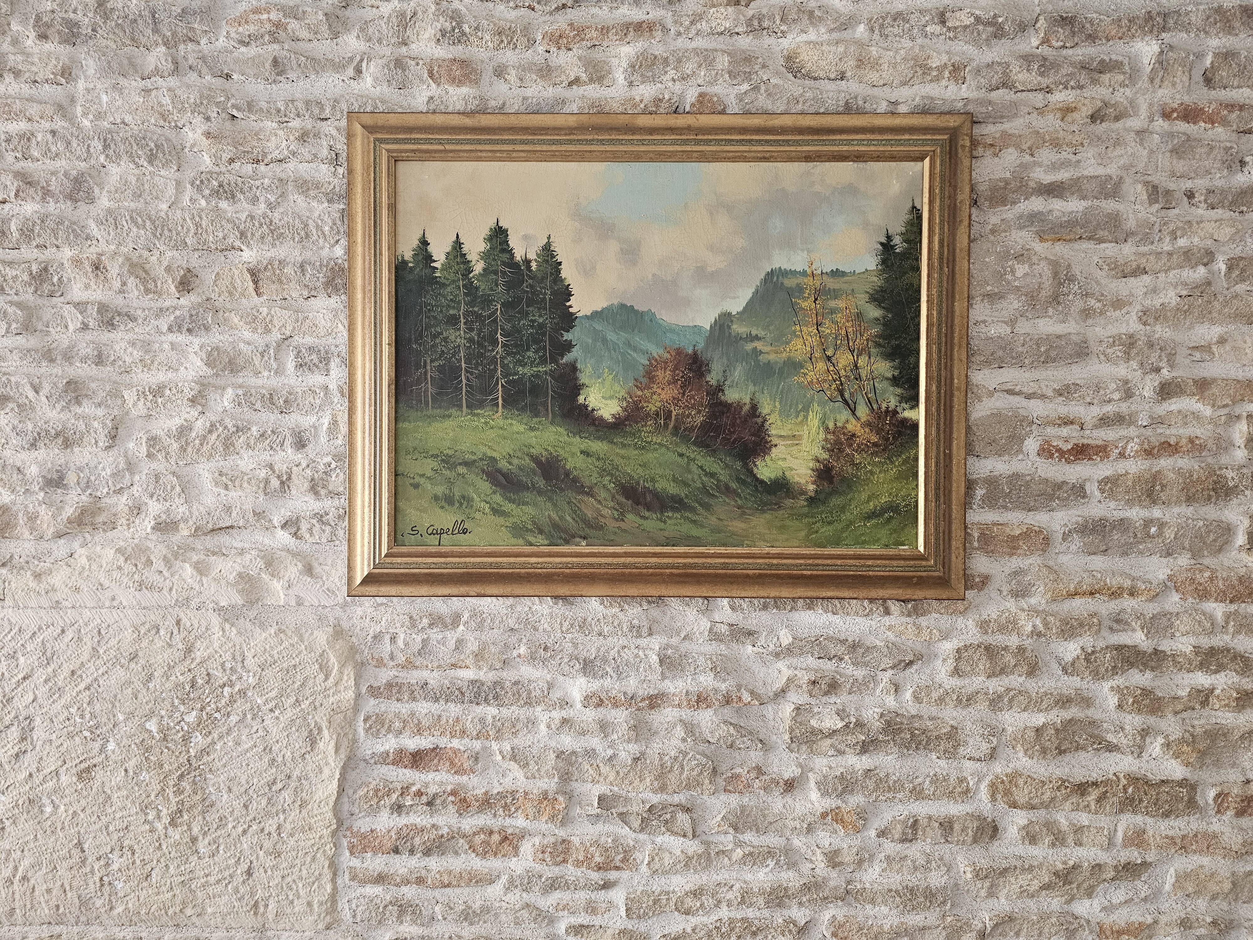 Oil Painting on Canvas Mountain Landscape Forest Vosges Signed S Capello