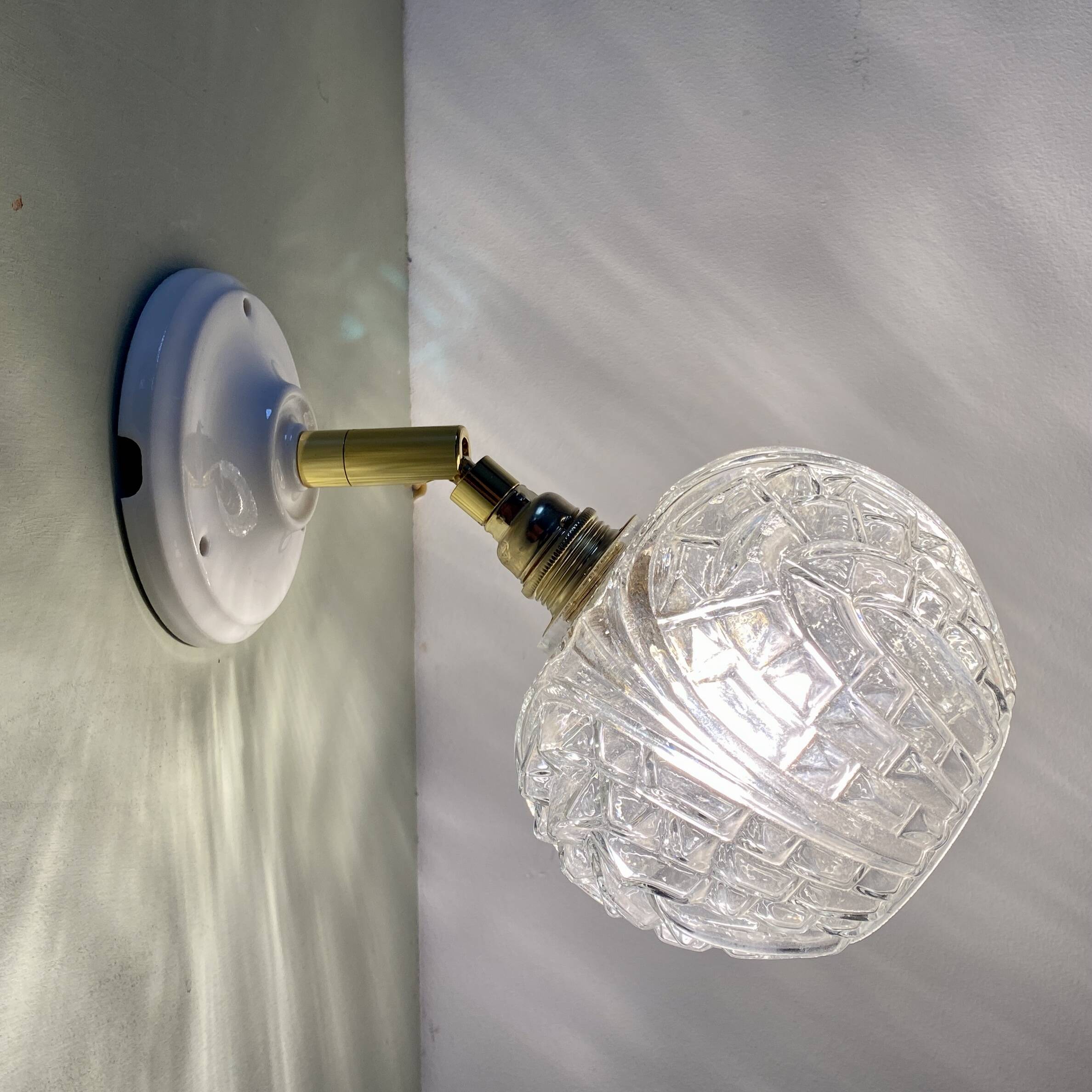 Vintage moulded glass globe wall light