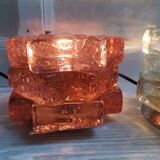 Brutalist solid bubble glass clear and red table lamps 1960s, set of 2