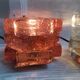 Brutalist solid bubble glass clear and red table lamps 1960s, set of 2