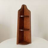 Vintage corner wall shelf in solid oak