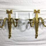 Pair of sconces Bronze 2 lights Louis XVI style
