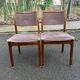 2 Scandinavian Baumann chairs in solid wood and purple velvet, 1960.