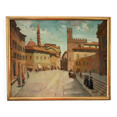 View of Florence, oil on canvas signed Desmet
