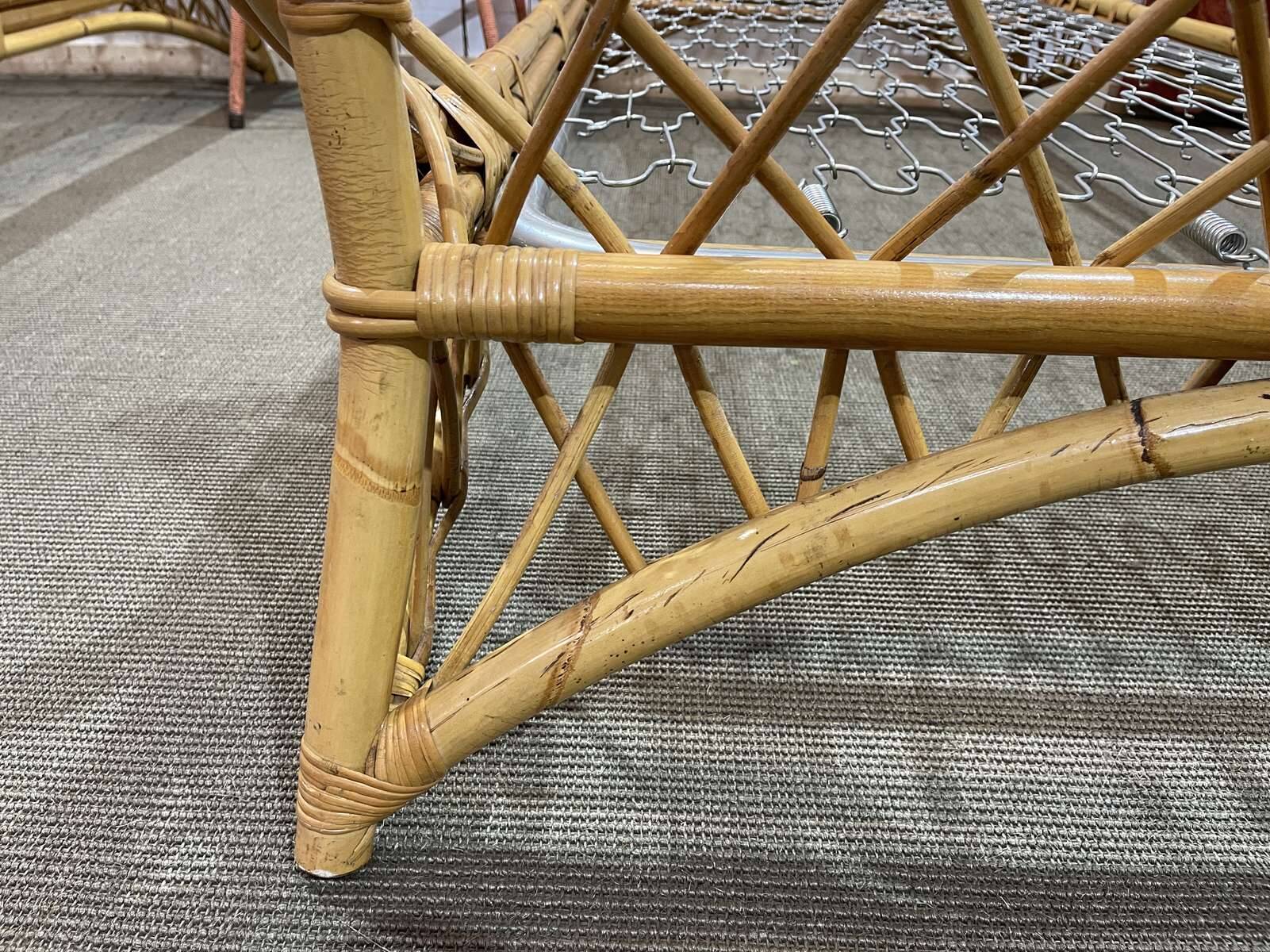 1960s rattan bed with metal base