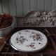 Sarreguemines Digoin “Righi” earthenware tray, metal rim and handles.
