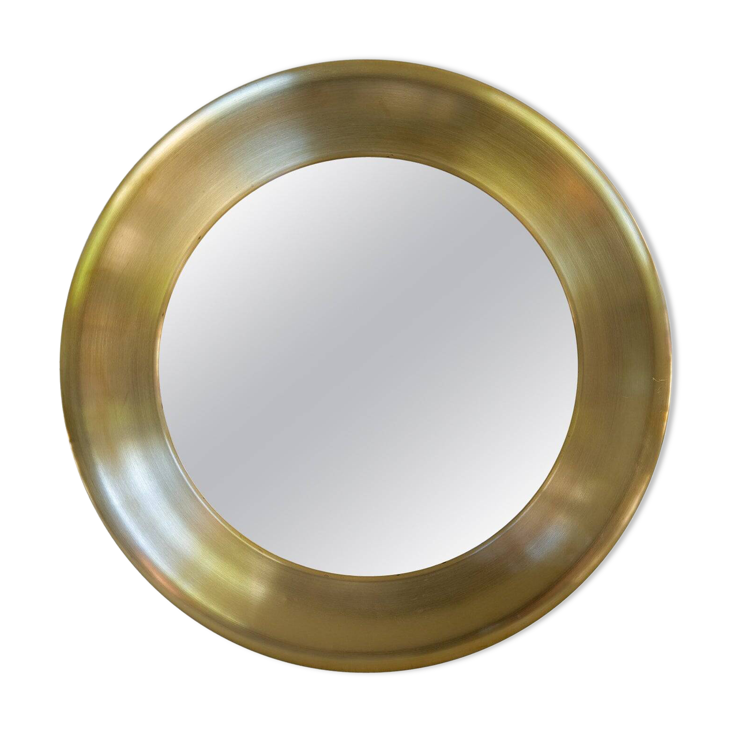 Modern round brass mirror from the mid-century by Glasmäster in Markaryd, Sweden, 1960s.