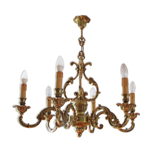 Lustre cage en bronze doré, 6