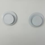 Paire d'appliques vintage, métal laqué blanc, Suède, 1970