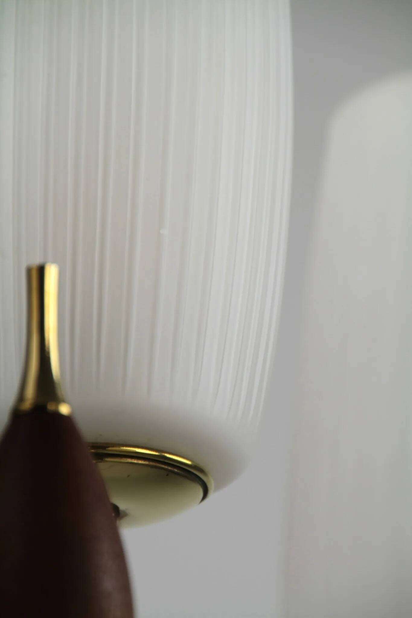 Brass & Teak Three-Light Candelabra Floor Lamp — Scandinavia, 1940s/1950s