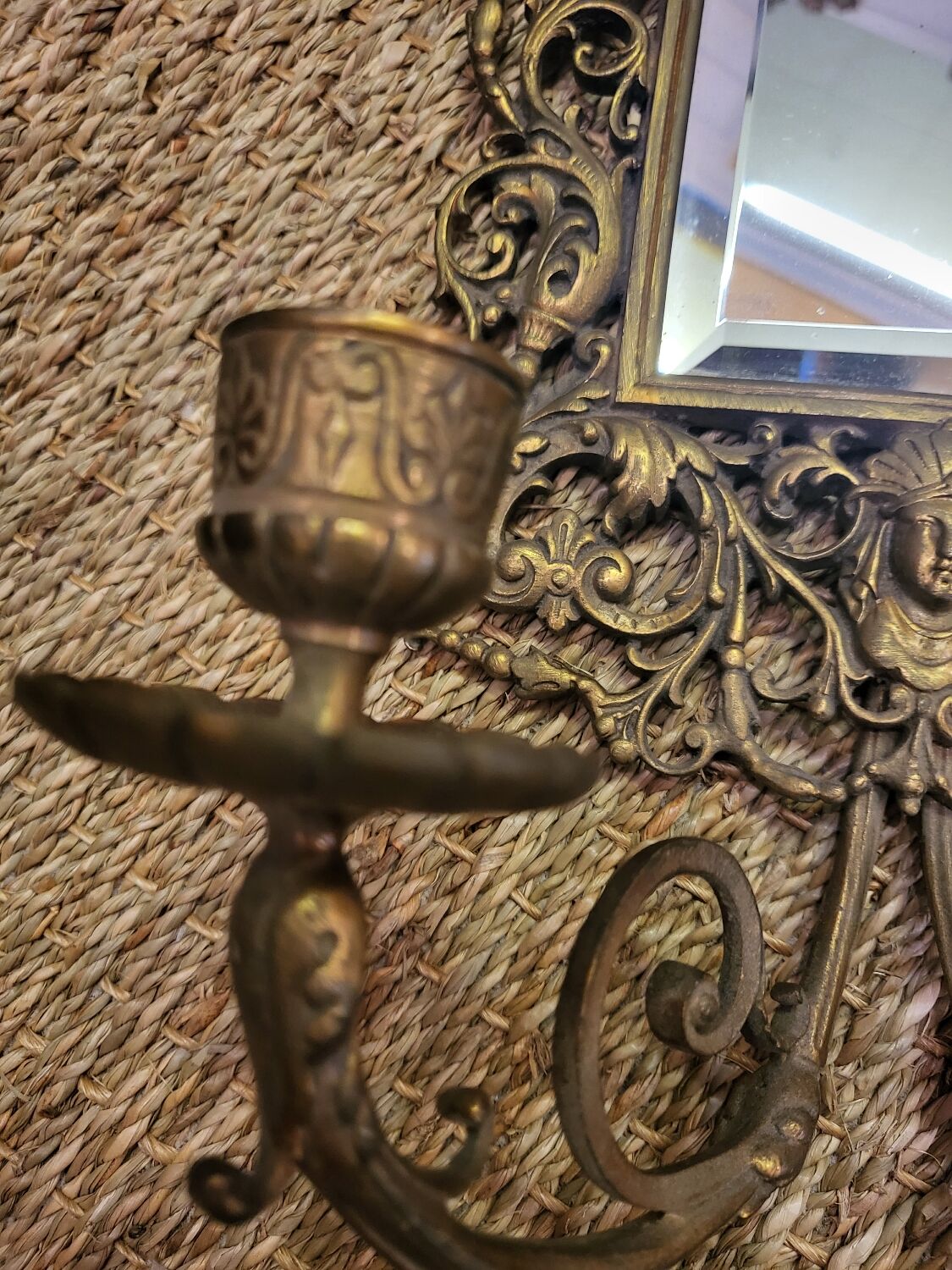 Miroir bougeoirs en bronze 18x46cm