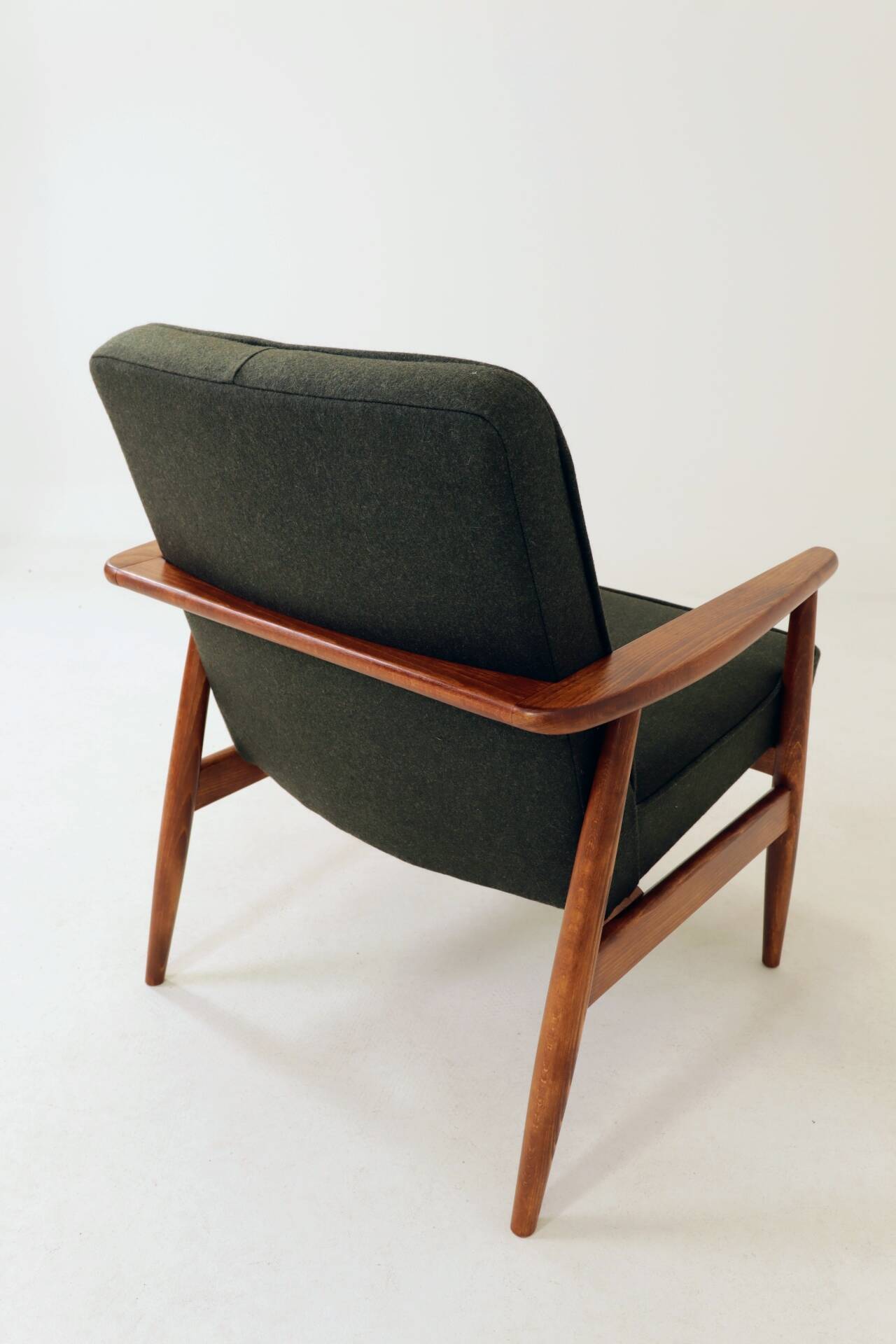 Modern living room chair deep olive green wool by M.Zielinski