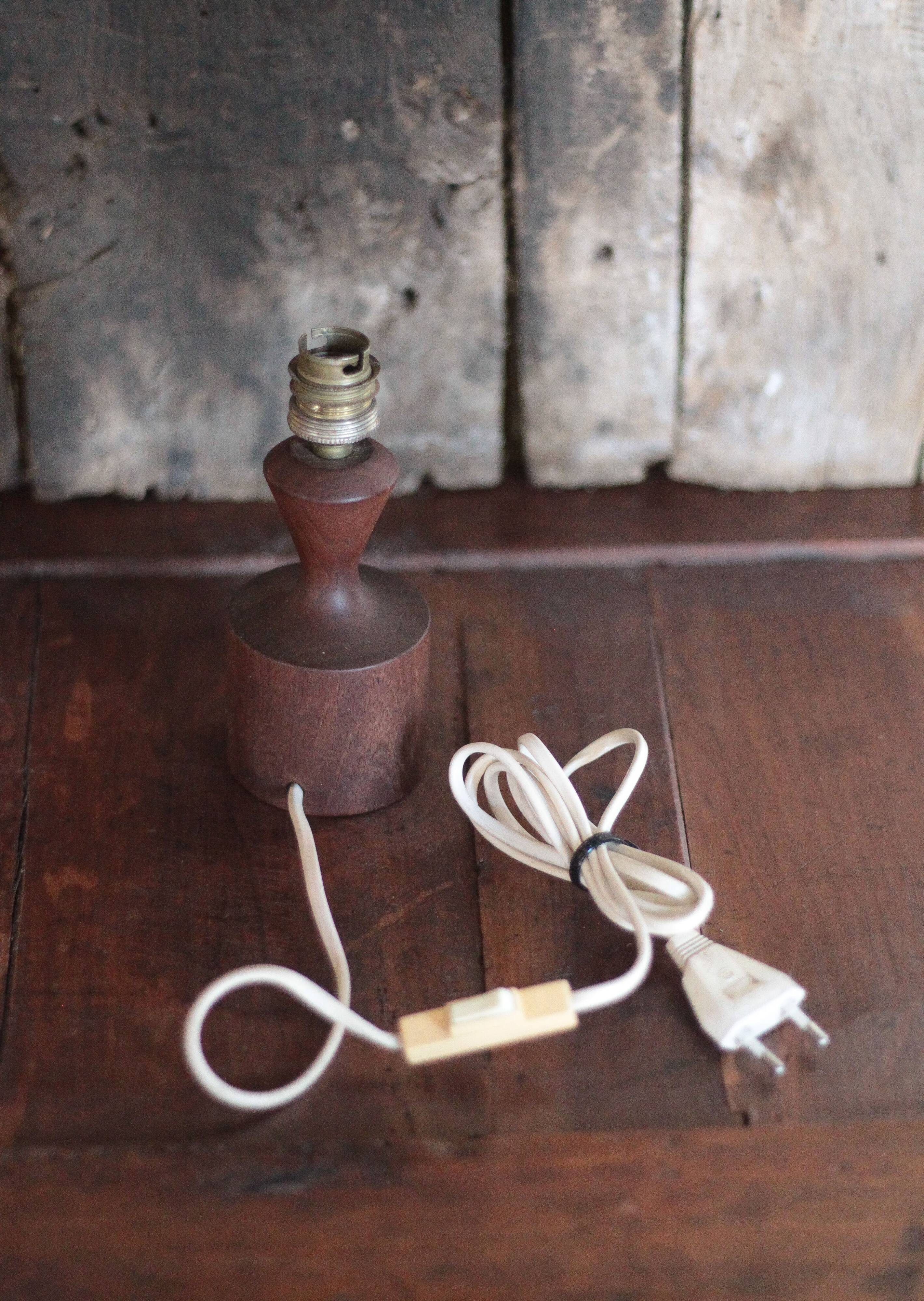 Scandinavian wooden lamp, vintage wooden lamp base, table lamp